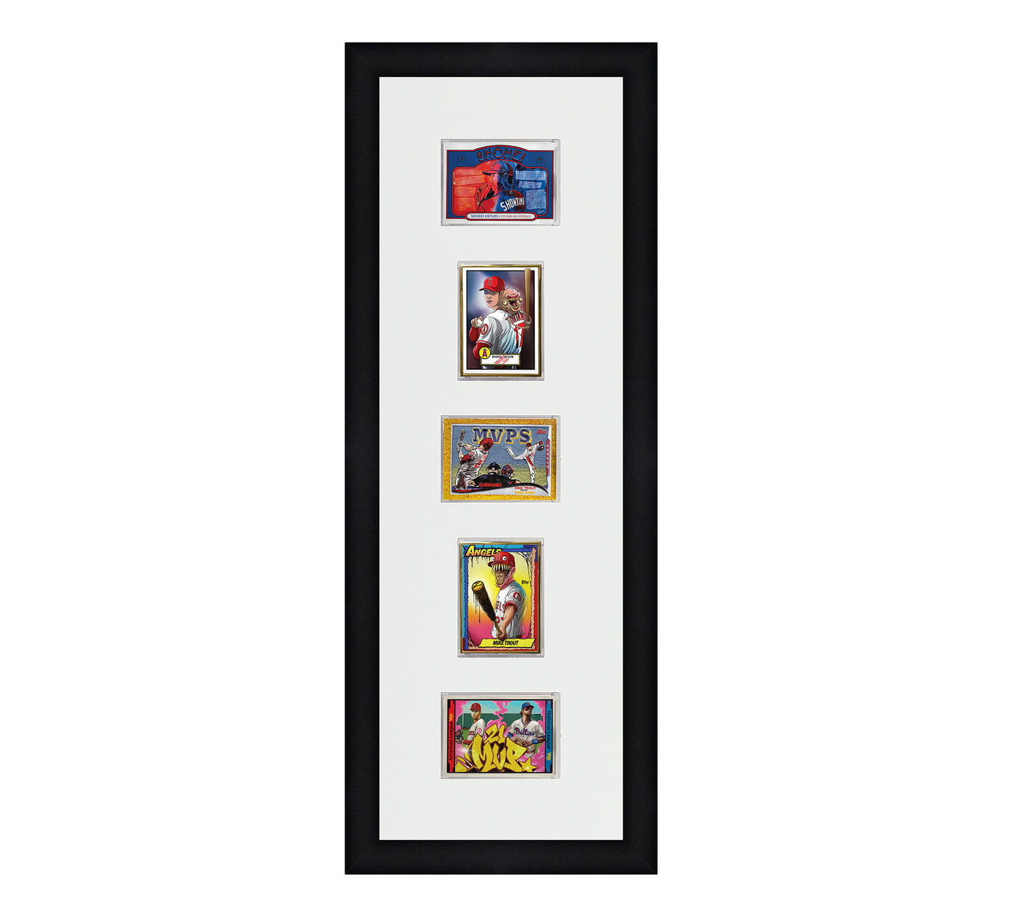 Framed Card Display - 5 Openings for the UltraPro or BCW 1Touch Magnetic Case (35pt) in an alternating layout