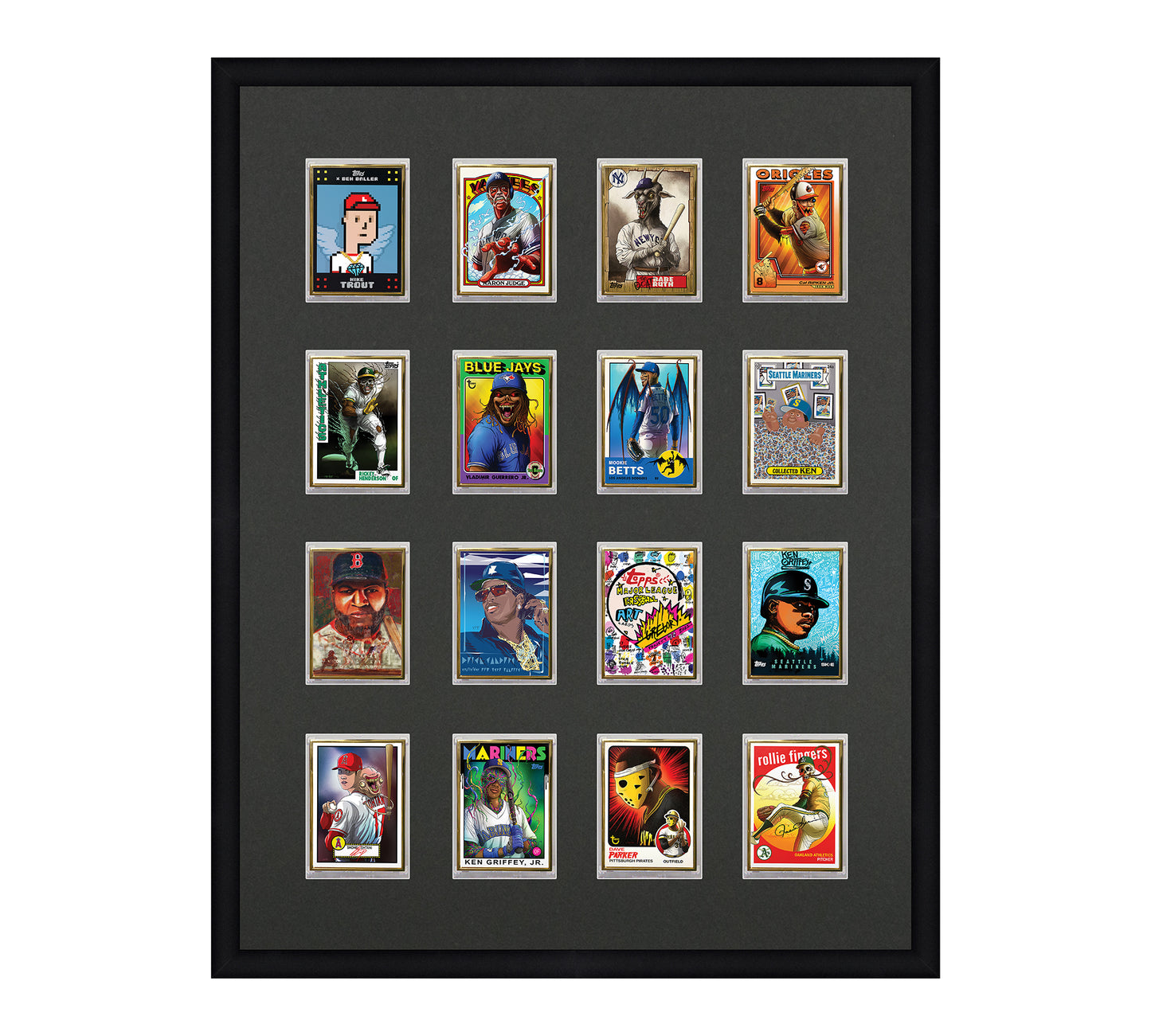 Framed Card Display - 16 Openings for the UltraPro or BCW 1Touch Magnetic Case (35pt)