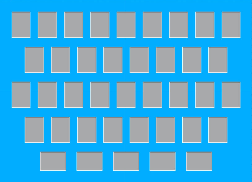 CUSTOM Framed Card Display - 39 Openings (Rows of 9, 8, 9, 8, and 5 horizontal) for BCW 100pt magnetic cases