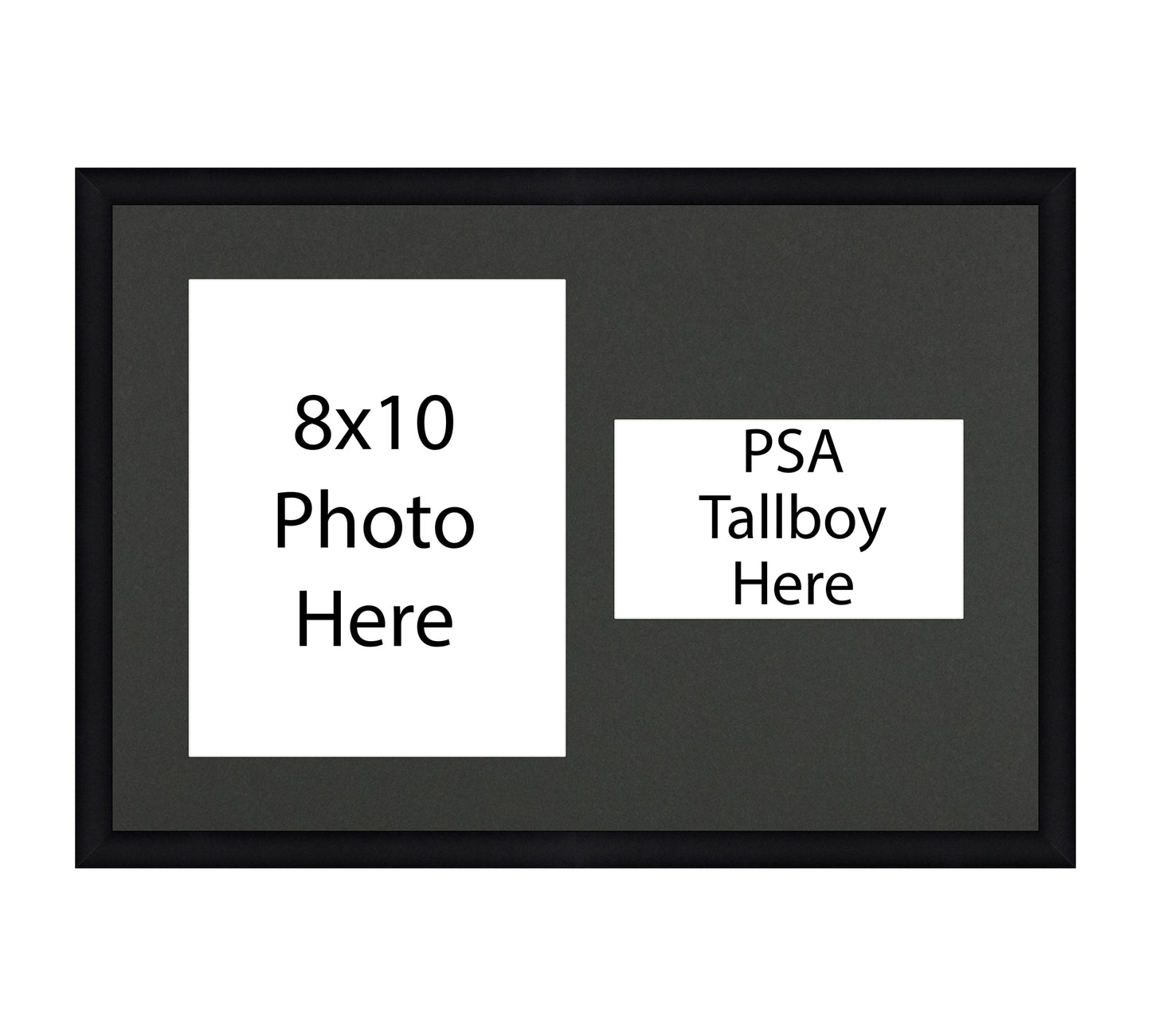 Framed Card Display with Photo Opening - 1 Opening for a PSA Tall Boy Graded Slab and 1 8x10 Photo print