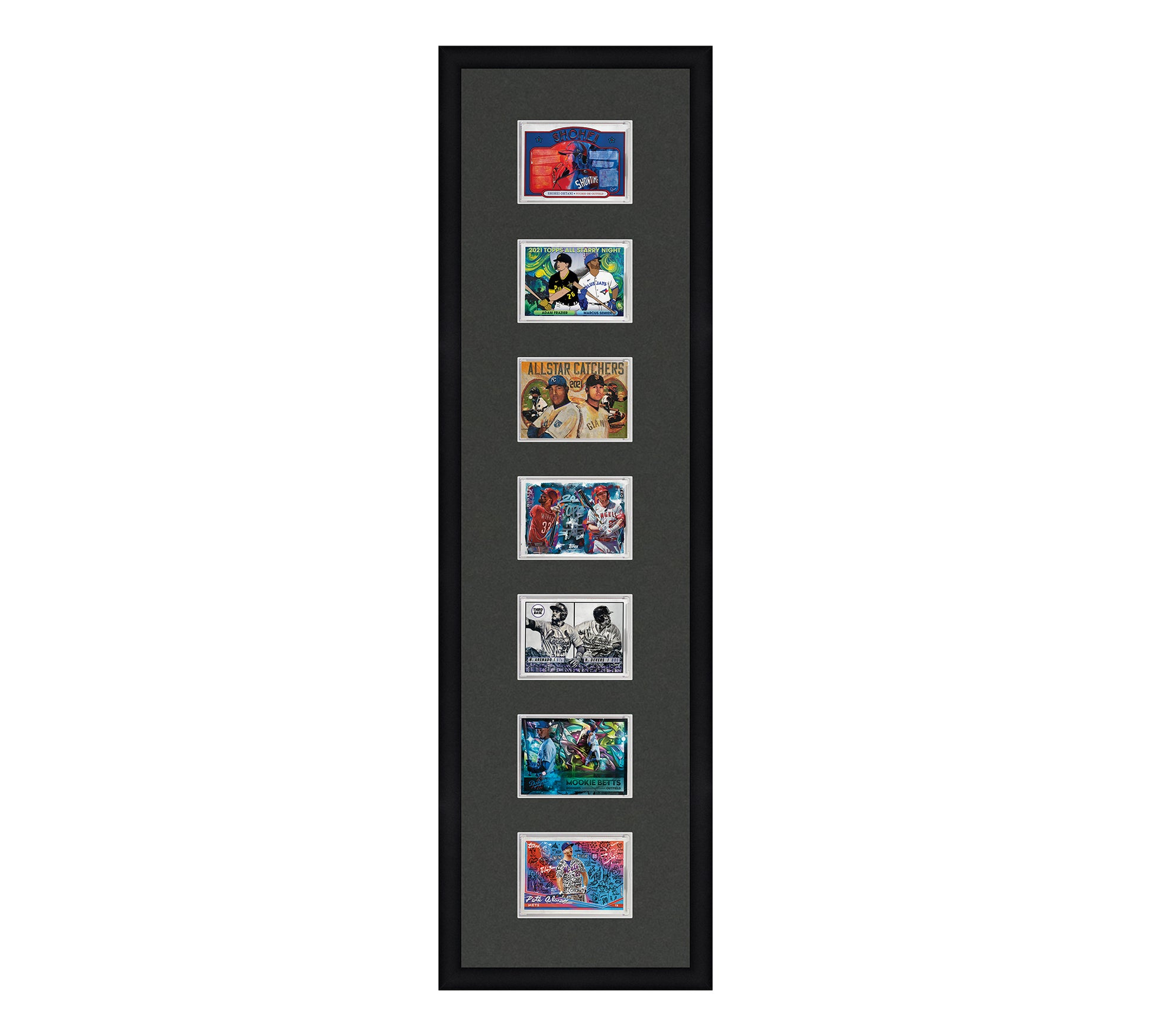 Framed Card Display - 7 Openings for the UltraPro or BCW 1Touch Magnet Card Frame Shop Framed Card Display - 7 Openings for the UltraPro or BCW 1Touch Magnet Card Frame Shop