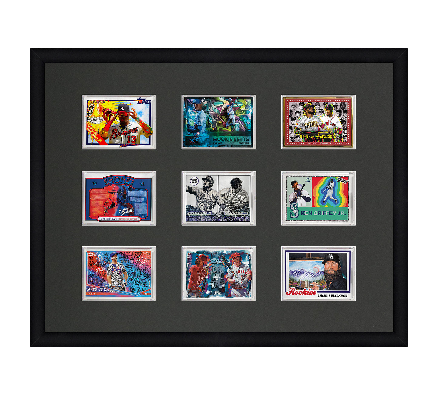 Framed Card Display - 9 Opening for the UltraPro or BCW 1Touch Magneti Card Frame Shop Framed Card Display - 9 Opening for the UltraPro or BCW 1Touch Magneti Card Frame Shop