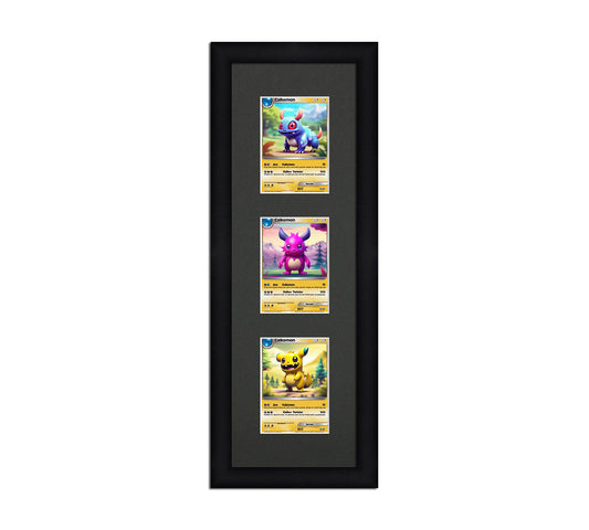 Card Frame Display - 3 Openings for Pokemon, Magic The Gathering, or other Sleeved or Toploader cards