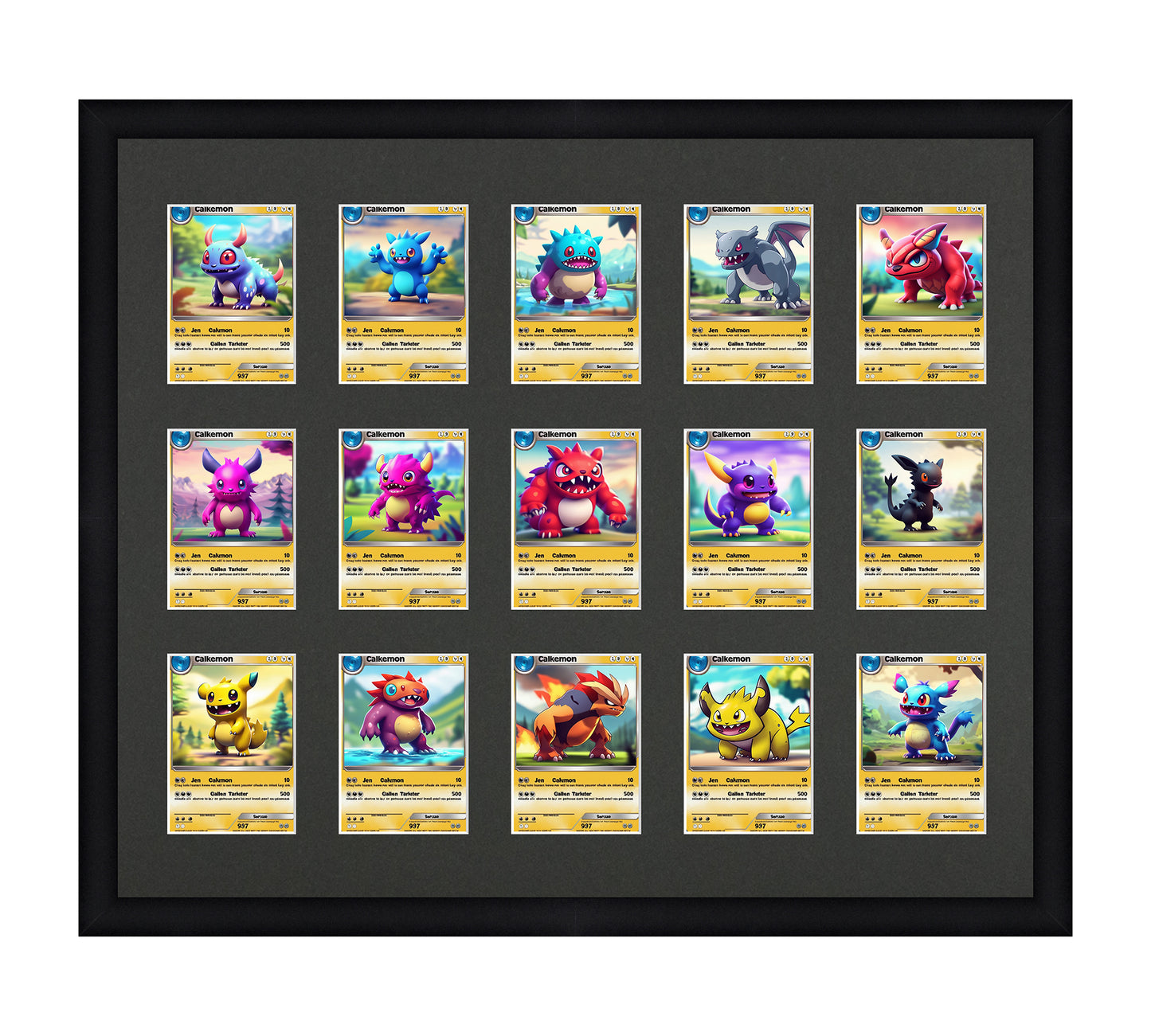 Card Frame Display - 15 Openings for Pokemon, Magic The Gathering, or other Sleeved or Toploader cards – Sleeve (2.5"x3.5")