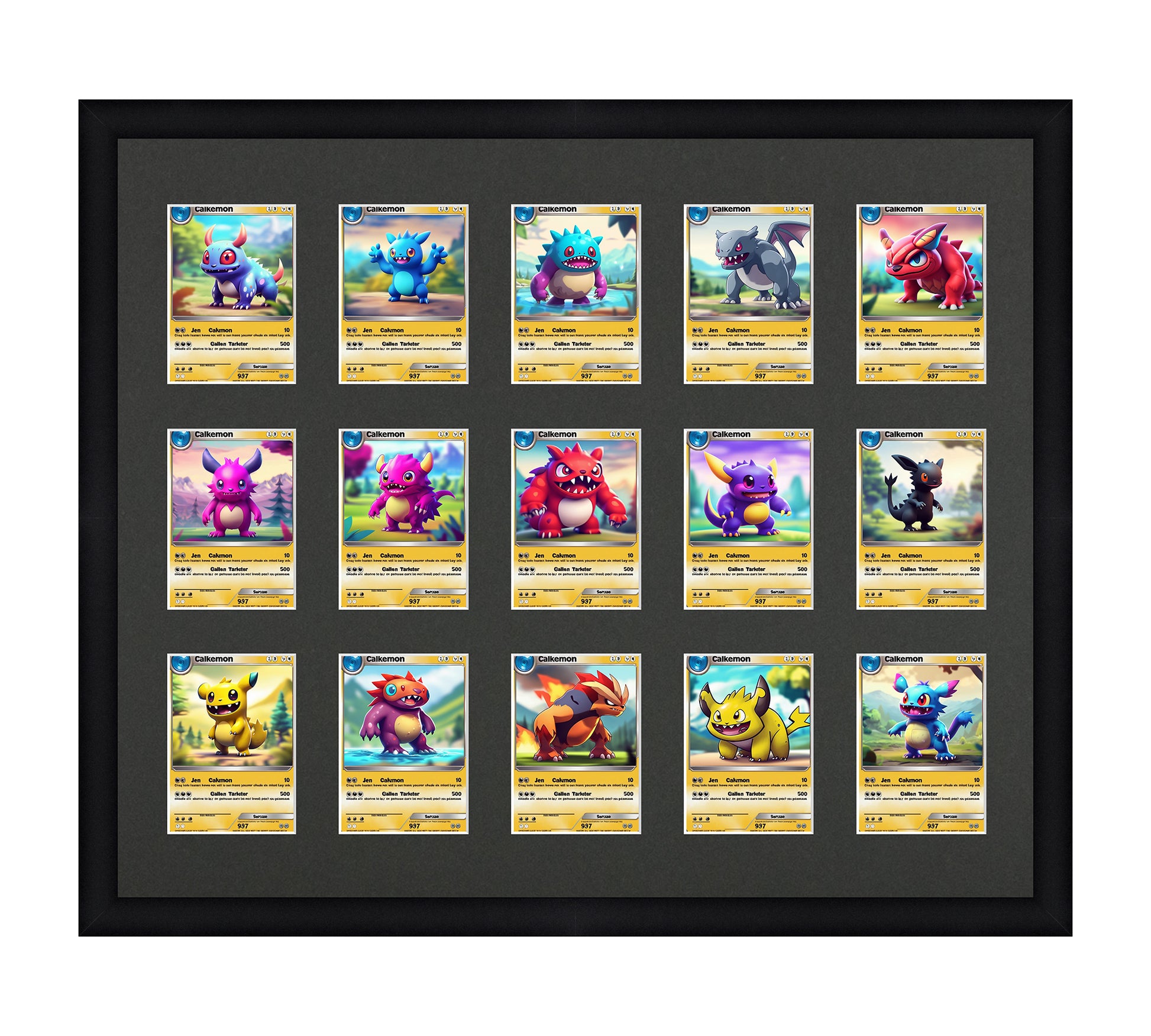 Card Frame Display - 15 Openings for Pokemon, Magic The Gathering, or other Sleeved or Toploader cards – Sleeve (2.5"x3.5")