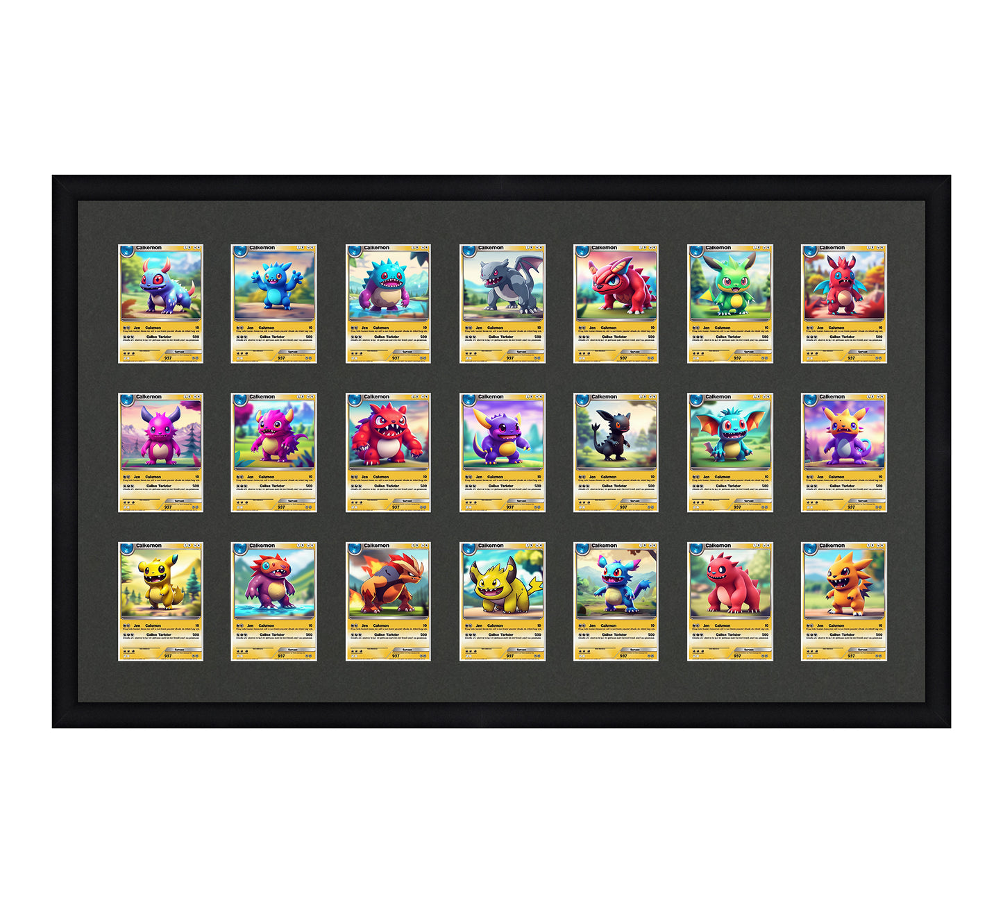 Card Frame Display - 21 Openings for Pokemon, Magic The Gathering, or other Sleeved or Toploader cards – Sleeve (2.5"x3.5")