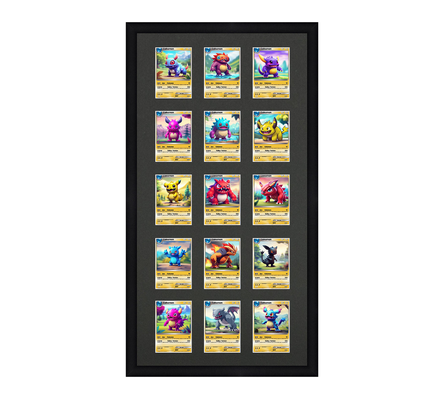 Card Frame Display - 15 Openings for Pokemon, Magic The Gathering, or other Sleeved or Toploader cards – Sleeve (2.5"x3.5")