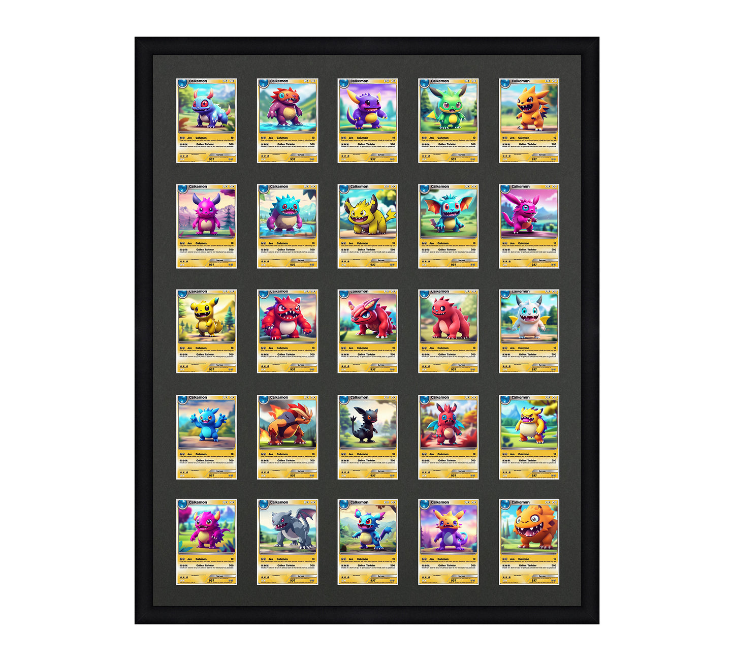 Card Frame Display - 25 Openings for Pokemon, Magic The Gathering, or other Sleeved or Toploader cards – Sleeve (2.5"x3.5")