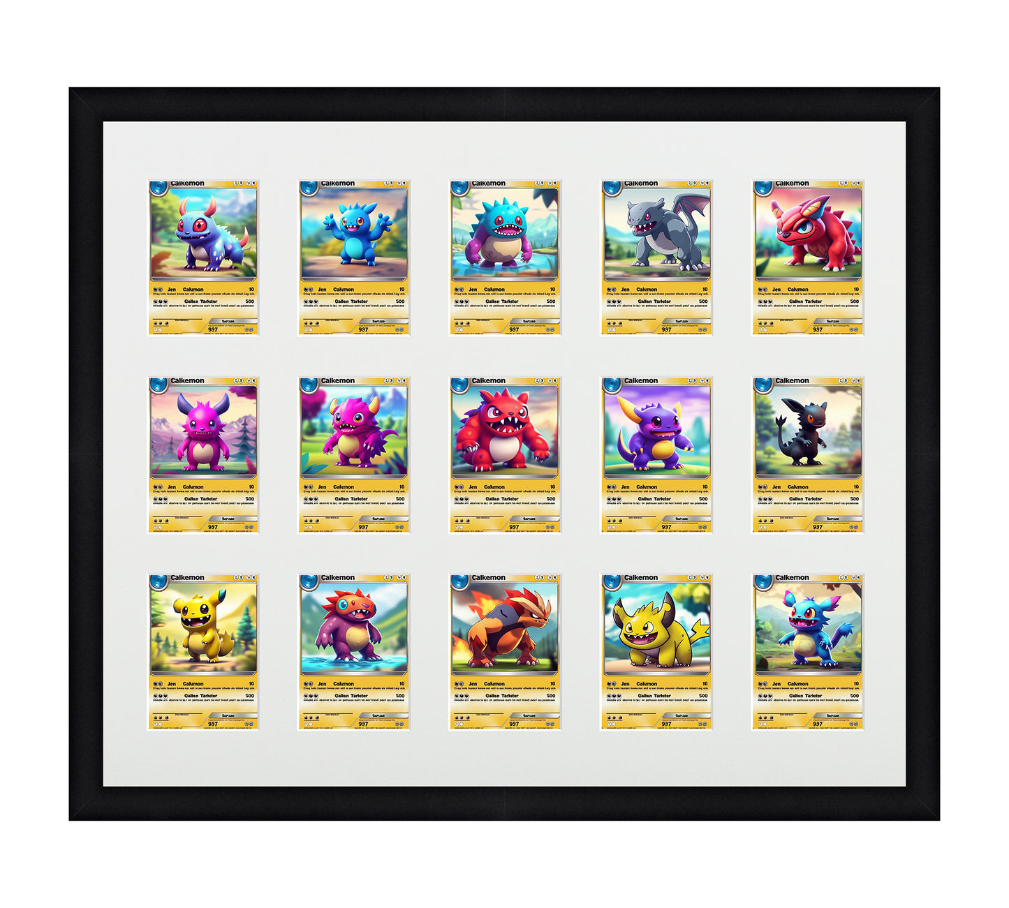 Card Frame Display - 15 Openings for Pokemon, Magic The Gathering, or other Sleeved or Toploader cards – Sleeve (2.5"x3.5")