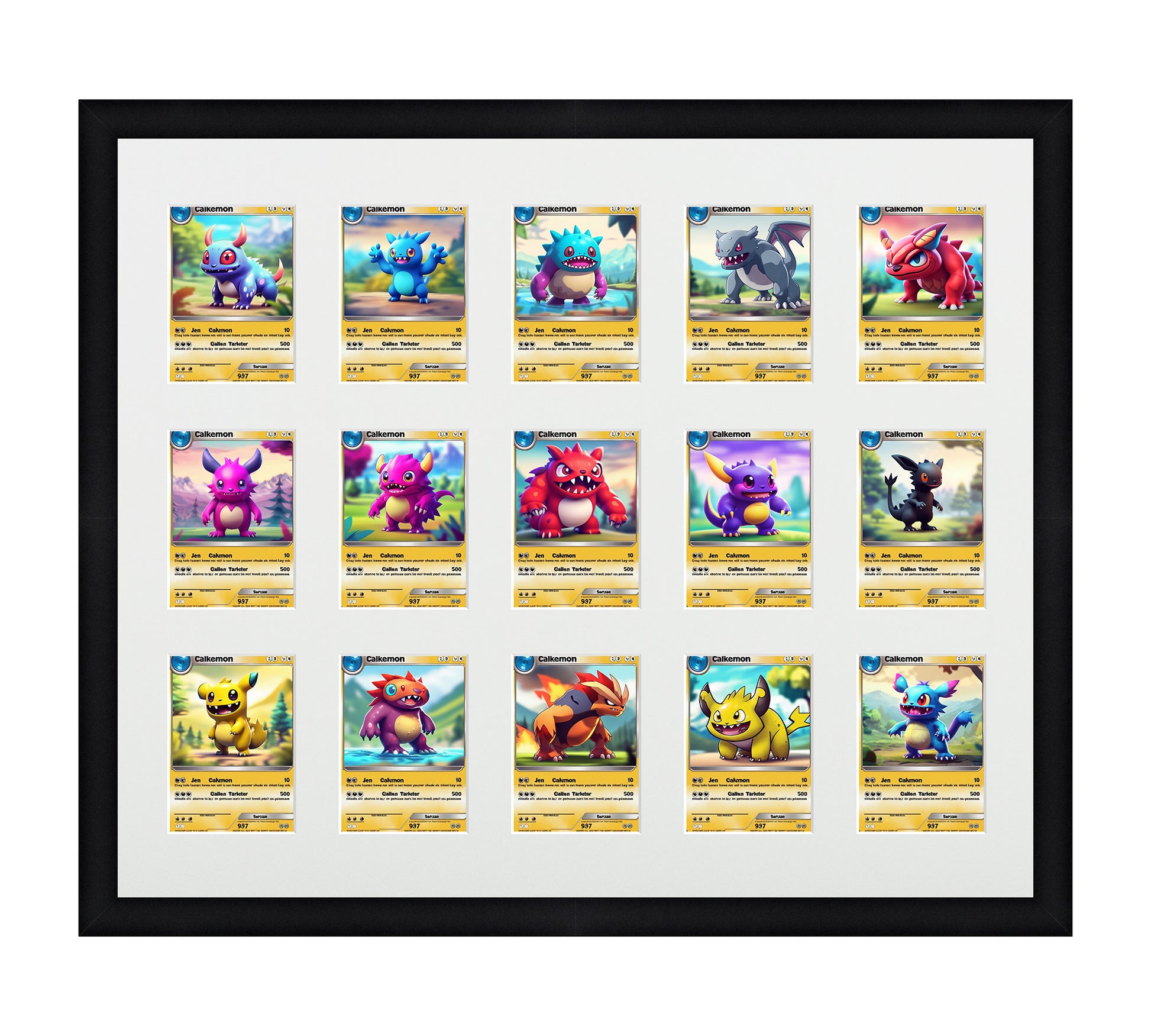 Card Frame Display - 15 Openings for Pokemon, Magic The Gathering, or other Sleeved or Toploader cards – Sleeve (2.5"x3.5")
