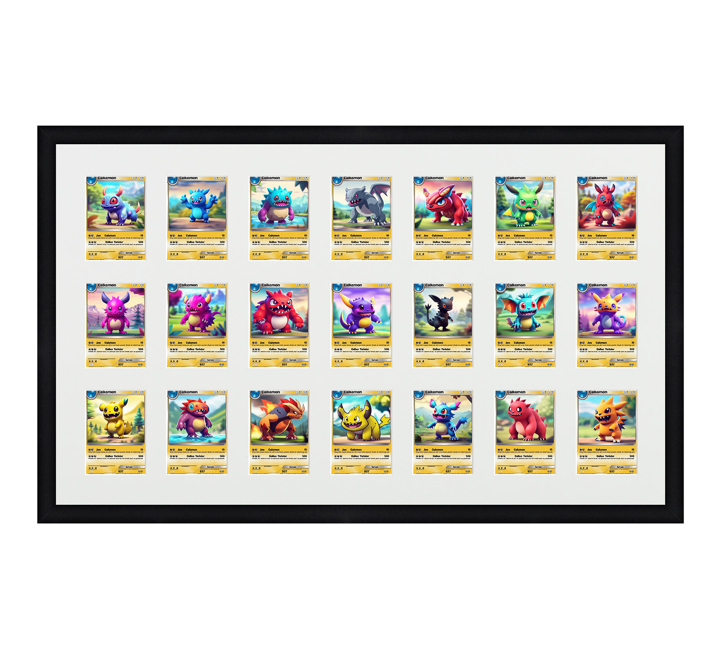 Card Frame Display - 21 Openings for Pokemon, Magic The Gathering, or other Sleeved or Toploader cards – Sleeve (2.5"x3.5")