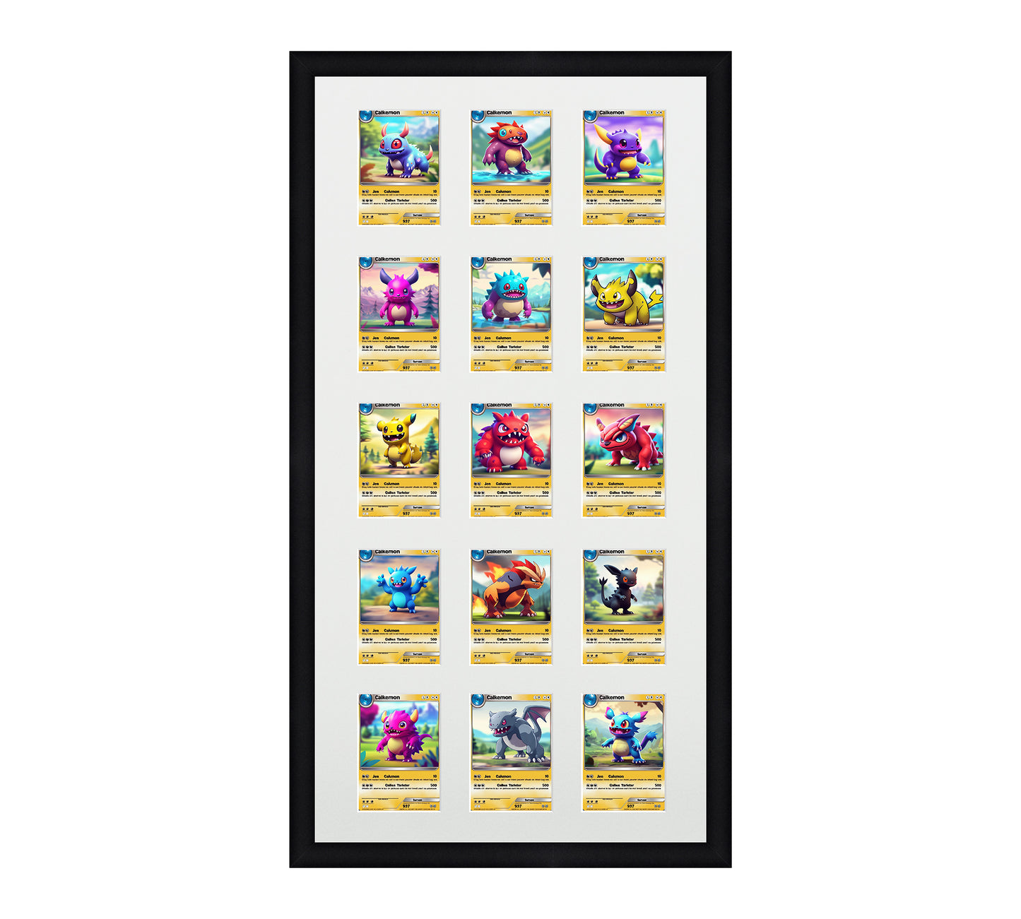 Card Frame Display - 15 Openings for Pokemon, Magic The Gathering, or other Sleeved or Toploader cards – Sleeve (2.5"x3.5")