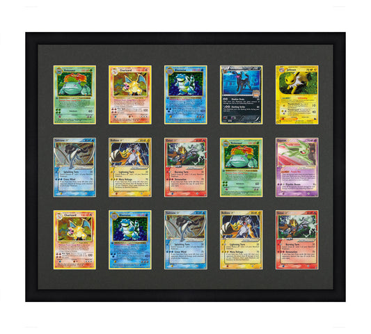 Card Frame Display - 15 Openings for Pokemon, Magic The Gathering, or other Sleeved or Toploader cards