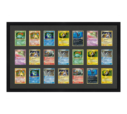 Card Frame Display - 21 Openings for Pokemon, Magic The Gathering, or other Sleeved or Toploader cards