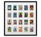 Framed Card Display for Ultra Pro One-Touch Cases in a 4x5 layout with white background and black frame